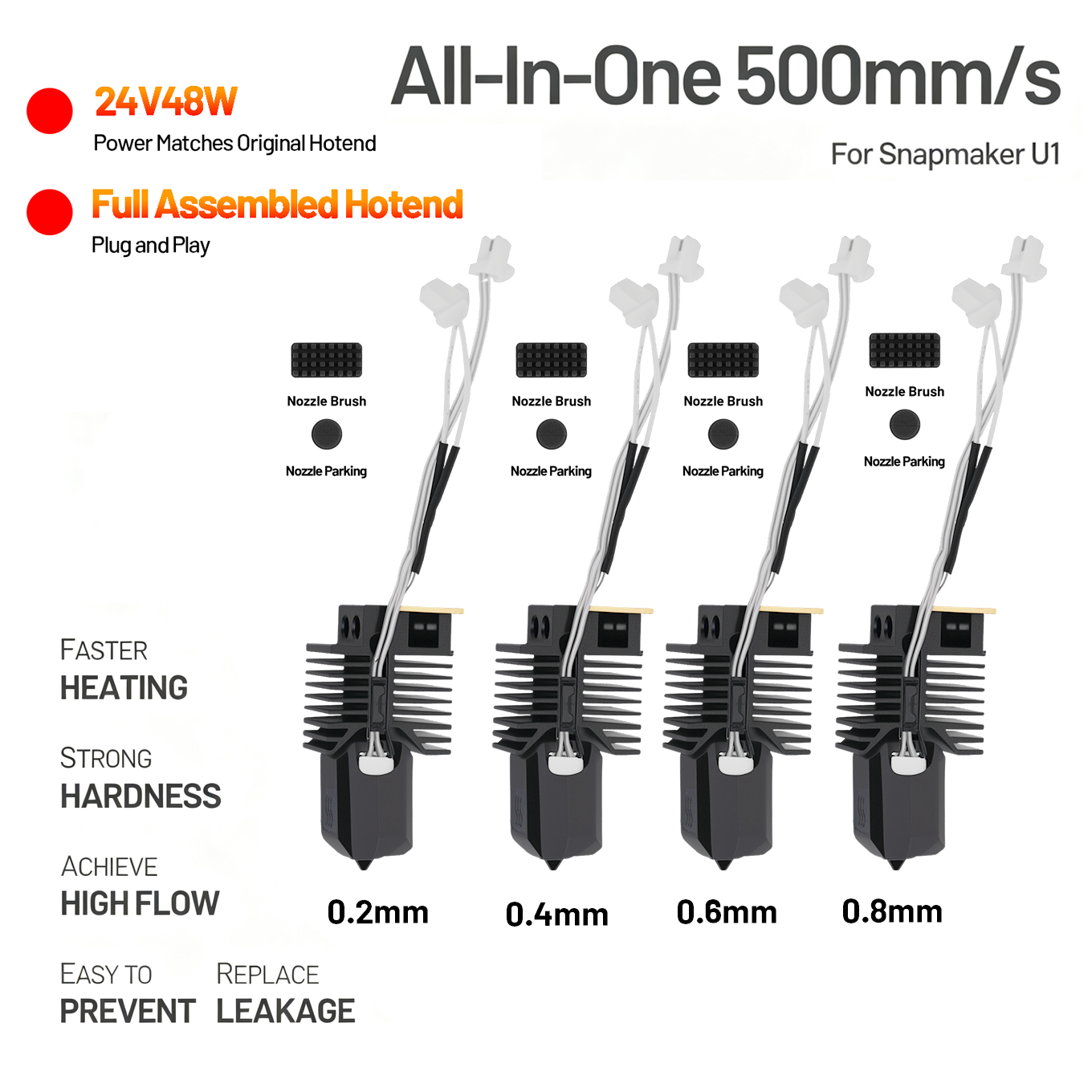 High Flow Ceramic Hotend - Hotend For Snapmaker U1 24V 48W