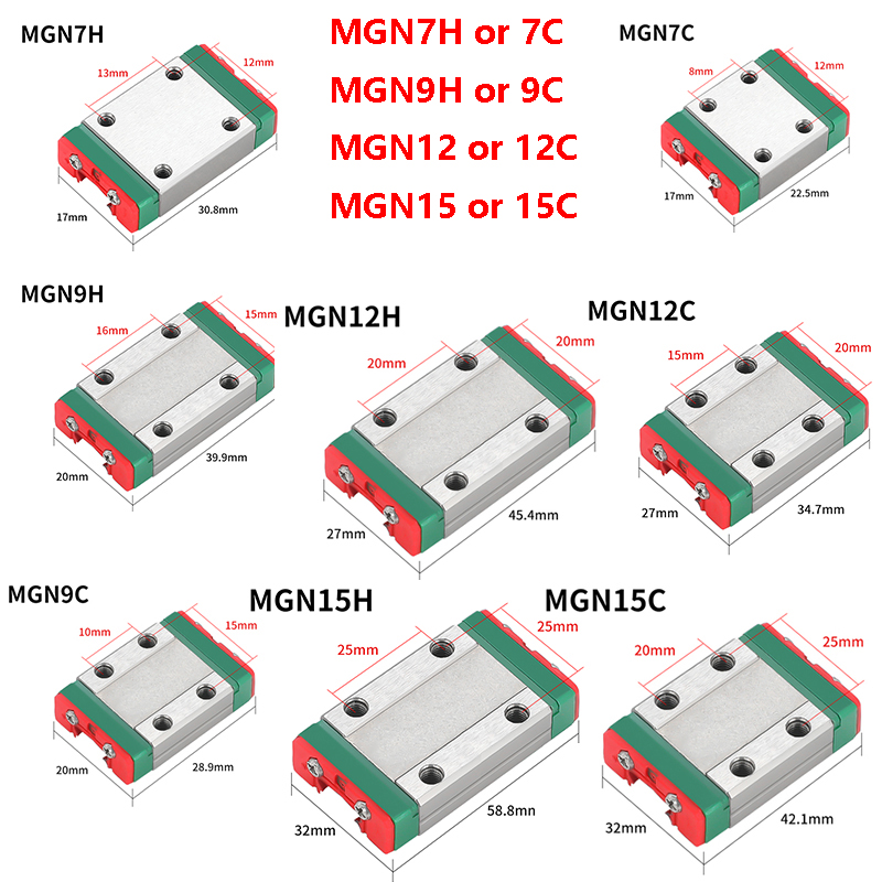 Linear Rail Mgn12H Set - 2PCS MGN7C MGN7H MGN9C MGN9H MGN15