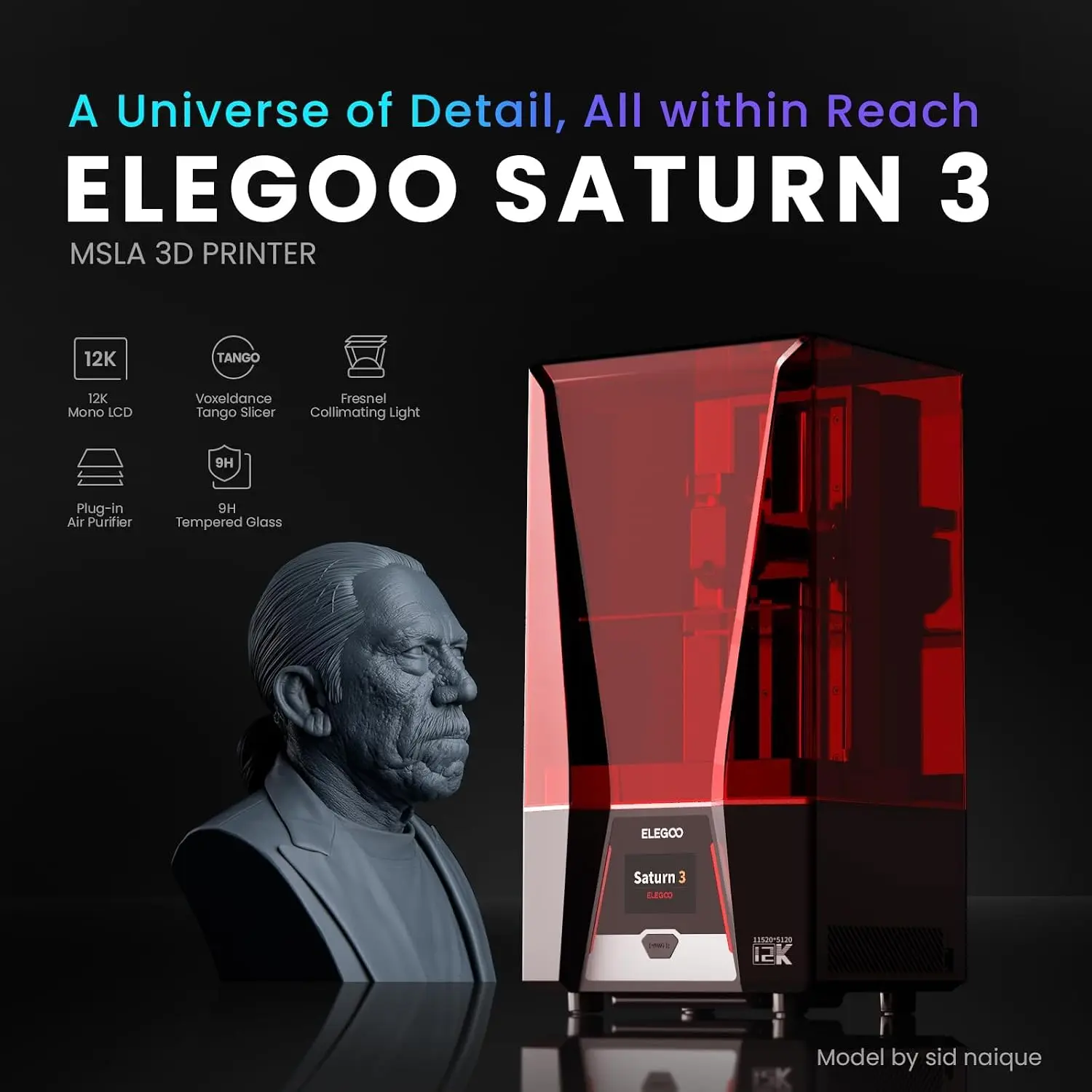 Saturn 3 MSLA 12K 3D Printer | - огляд і ціна 12K Monochrome Lcd Resin 3D Printer